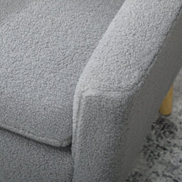 Homcom Modern Accent Chair With Wood Legs, Wide Seat, Teddy Armchair, Grey - thumbnail 9
