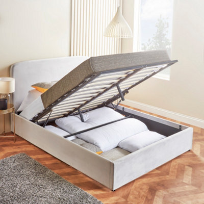 Home Treats Velvet Ottoman Bed Frame Small Double Storage Bed With Hybrid Mattress - image 1