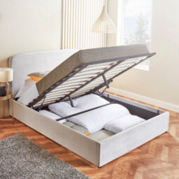 Home Treats Velvet Ottoman Bed Frame Small Double Storage Bed With Hybrid Mattress - thumbnail 1