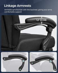 Songmics Pro Gaming Seat, Racing Style Chair With Comfort Support System, Black - thumbnail 7