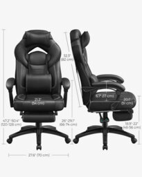 Songmics Pro Gaming Seat, Racing Style Chair With Comfort Support System, Black - thumbnail 2