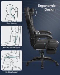 Songmics Pro Gaming Seat, Racing Style Chair With Comfort Support System, Black - thumbnail 8