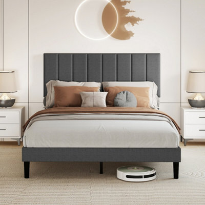 Levede Bed Frame Double Upholstered  Foam Headboard Soft Linen Fabric Wooden - image 1