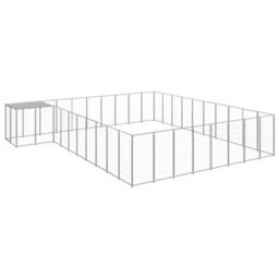Berkfield Dog Kennel Silver 25.41 M2 Steel - thumbnail 1