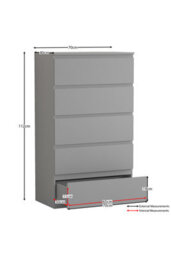 Lassic Vida Designs Denver 4 Piece Bedroom Set - (2 Drawer Large Bedside Chest X2, 5 Drawer Chest, 2 Door 2 Drawer Wardrobe), Grey - thumbnail 7