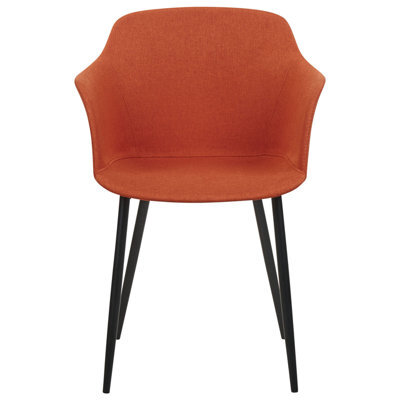Wyld And Coco Set Of 2 Retro Dining Chairs Orange Upholstered With Black Powder-Coated Legs - image 1
