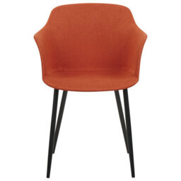 Wyld And Coco Set Of 2 Retro Dining Chairs Orange Upholstered With Black Powder-Coated Legs - thumbnail 1
