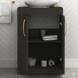Royal Bathrooms Turin 800mm Freestanding Bathroom Vanity Unit With Sink 2 Door Hale Black & Cesar Countertop Basin - thumbnail 4
