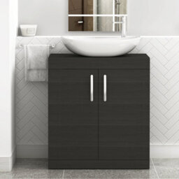 Royal Bathrooms Turin 800mm Freestanding Bathroom Vanity Unit With Sink 2 Door Hale Black & Cesar Countertop Basin - thumbnail 1