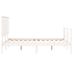Berkfield Bed Frame With Headboard White Small Double Solid Wood - thumbnail 7