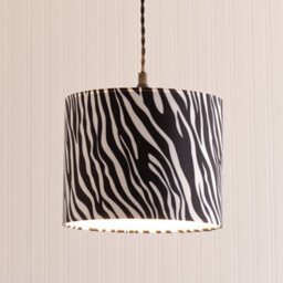 Valuelights Oasis Zebra Print Fabric With Metallic Chrome Inner Drum Lamp Shade And Bulb (D)25Cm - thumbnail 2