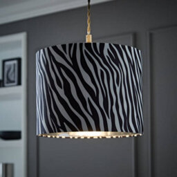 Valuelights Oasis Zebra Print Fabric With Metallic Chrome Inner Drum Lamp Shade And Bulb (D)25Cm - thumbnail 5