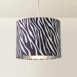 Valuelights Oasis Zebra Print Fabric With Metallic Chrome Inner Drum Lamp Shade And Bulb (D)25Cm - thumbnail 6