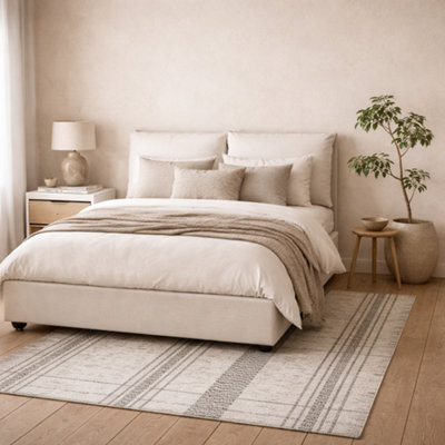 Wyld Haus Wexford Ivory Linen Upholstered Super King Bed With Pillow Headboard - image 1