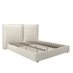 Wyld Haus Wexford Ivory Linen Upholstered Super King Bed With Pillow Headboard - thumbnail 2