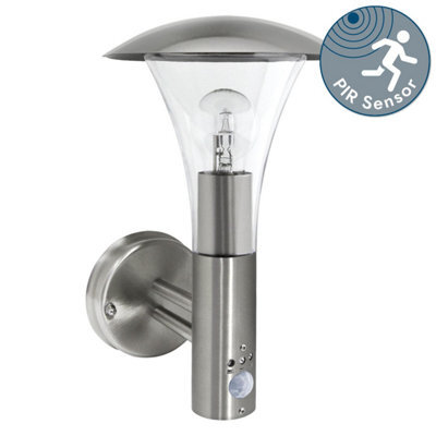 First Choice Lighting Halo - Brushed Stainless Steel Outdoor Ip44 Motion Sensor Wall Light - image 1