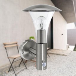 First Choice Lighting Halo - Brushed Stainless Steel Outdoor Ip44 Motion Sensor Wall Light - thumbnail 3