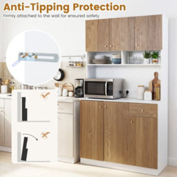 Costway 180Cm Tall Pantry Cabinet With Hutch Kitchen Buffet Cupboard With Outlets-Natural - thumbnail 8