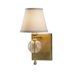 Elegant Wall Light With Bubble Glass Orb And Fabric Shade In Oxidized Silver Leaf Finish