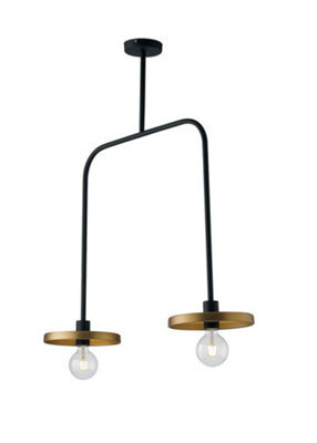 Luminosa Lighting Luminosa Twiga 2 Light Straight Bar Pendant Ceiling Light Black, Gold 85X91.3X25Cm - image 1