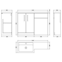 Level Bathroom Bundle Floor Standing Vanity Basin And Wc Unit With Pan, Seat And Cistern - Left Hand - Midnight Blue - Balterley - thumbnail 2