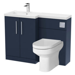 Level Bathroom Bundle Floor Standing Vanity Basin And Wc Unit With Pan, Seat And Cistern - Left Hand - Midnight Blue - Balterley - thumbnail 1