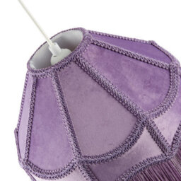 Happy Homewares Traditional Victorian Empire Lampshade In Soft Lilac Velvet With Tassels - thumbnail 4