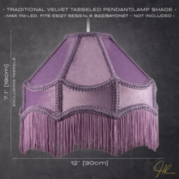 Happy Homewares Traditional Victorian Empire Lampshade In Soft Lilac Velvet With Tassels - thumbnail 7