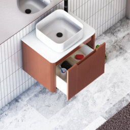 Royal Bathrooms Avenza 600mm Terracotta Clay Wall Hung Bathroom Countertop Vanity Unit 1 Drawer With Elena Basin - thumbnail 5