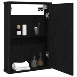 Walplus Bathroom Mirror Cabinet Black Oak 42X12X60 Cm Engineered Wood - thumbnail 3