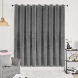 Oxford Homeware Eyelet Velvet Curtains Grey Fully Lined Blackout Thermal Insulated Curtains (W)168Cm X (L)213Cm Single Panel - thumbnail 8