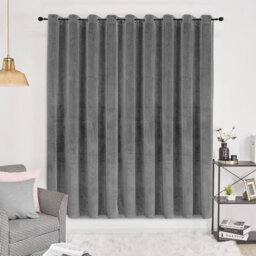 Oxford Homeware Eyelet Velvet Curtains Grey Fully Lined Blackout Thermal Insulated Curtains (W)168Cm X (L)213Cm Single Panel - thumbnail 5