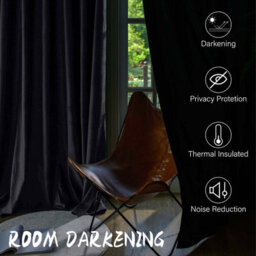 Oxford Homeware Eyelet Velvet Curtains Grey Fully Lined Blackout Thermal Insulated Curtains (W)168Cm X (L)213Cm Single Panel - thumbnail 2