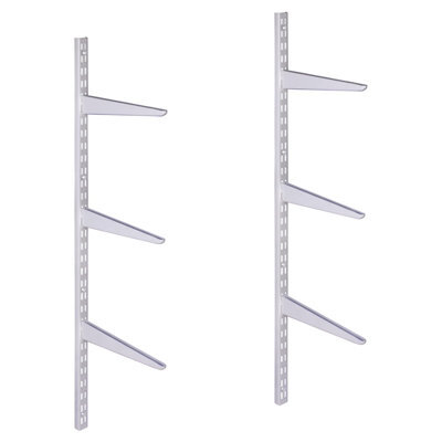 Afit Twin Slot Shelving Kit 9X270mm Brackets 3X1M Uprights Heavy Duty Steel Wall Mounted Shelving System - White - image 1