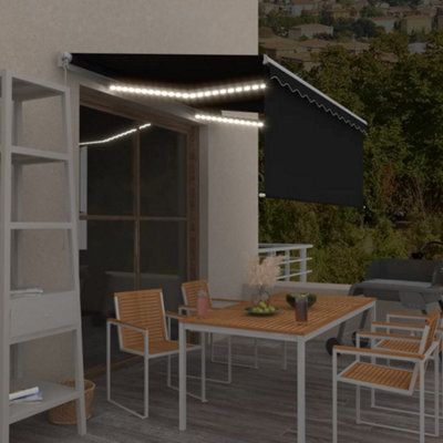 Berkfield Manual Retractable Awning With Blind&led 3.5X2.5M Anthracite - image 1