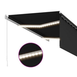 Berkfield Manual Retractable Awning With Blind&led 3.5X2.5M Anthracite - thumbnail 5