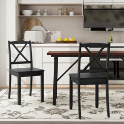 Gainoom Wood Dining Chair Set Of 2 Armless Kitchen Chairs Farmhouse Cross Back Diner Chairs - thumbnail 6