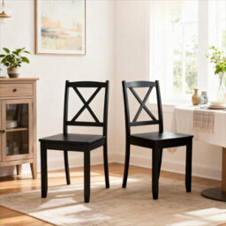 Gainoom Wood Dining Chair Set Of 2 Armless Kitchen Chairs Farmhouse Cross Back Diner Chairs - thumbnail 3