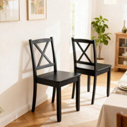 Gainoom Wood Dining Chair Set Of 2 Armless Kitchen Chairs Farmhouse Cross Back Diner Chairs - thumbnail 4