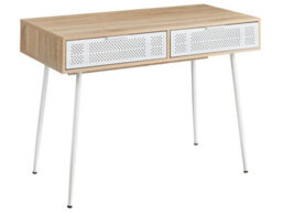 Wyld And Coco Office Desk In Light Brown Oak-Effect With Two Full-Width Drawers, 110 X 52 X 76 Cm - thumbnail 3