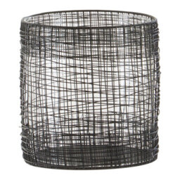 Premier Housewares Interiors By Premier Cylindrical Black Lantern, Iron Wireframe Black Candle Holder, Indoor & Outdoor Decor With Glass Shade