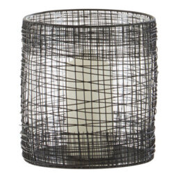 Premier Housewares Interiors By Premier Cylindrical Black Lantern, Iron Wireframe Black Candle Holder, Indoor & Outdoor Decor With Glass Shade - thumbnail 3