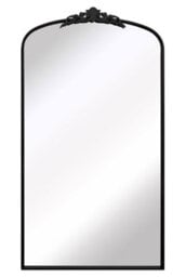 "Mirroroutlet The Crown - Black Metal Framed Arched Full Length Wall Mirror With Decorative Crown 68"" X 38"" (174Cm X 96Cm)" - thumbnail 2