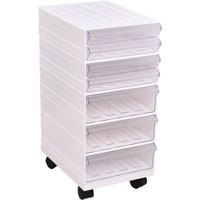 5 Plastic Drawers Storage Unit Organiser On Wheels