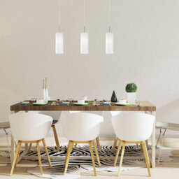 Eglo Troy 3 Satin Nickel And White Glass And 3 Light Ceiling Pendant, (D) 10.5Cm - thumbnail 4