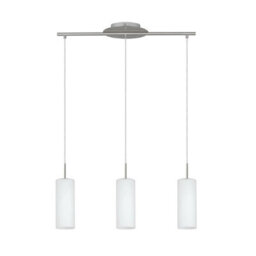Eglo Troy 3 Satin Nickel And White Glass And 3 Light Ceiling Pendant, (D) 10.5Cm - thumbnail 2