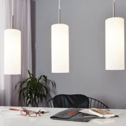 Eglo Troy 3 Satin Nickel And White Glass And 3 Light Ceiling Pendant, (D) 10.5Cm - thumbnail 3