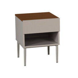 Sweeek - Bedside Table Metal With Wood Decor 1 Drawer 1 Niche Grey And Walnut - Ashton - thumbnail 2