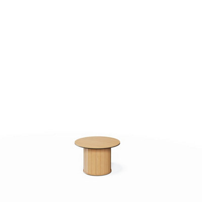 Arte Chic Rotto 7 Round Coffee Table, Oak Vincenza Finish, Compact Design H430mm W650mm D650mm - image 1