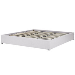 Beliani Ottoman Bed Without Headboard Fabric Dinan 180 X 200 Cm (Eu Super King) Light Grey - thumbnail 4